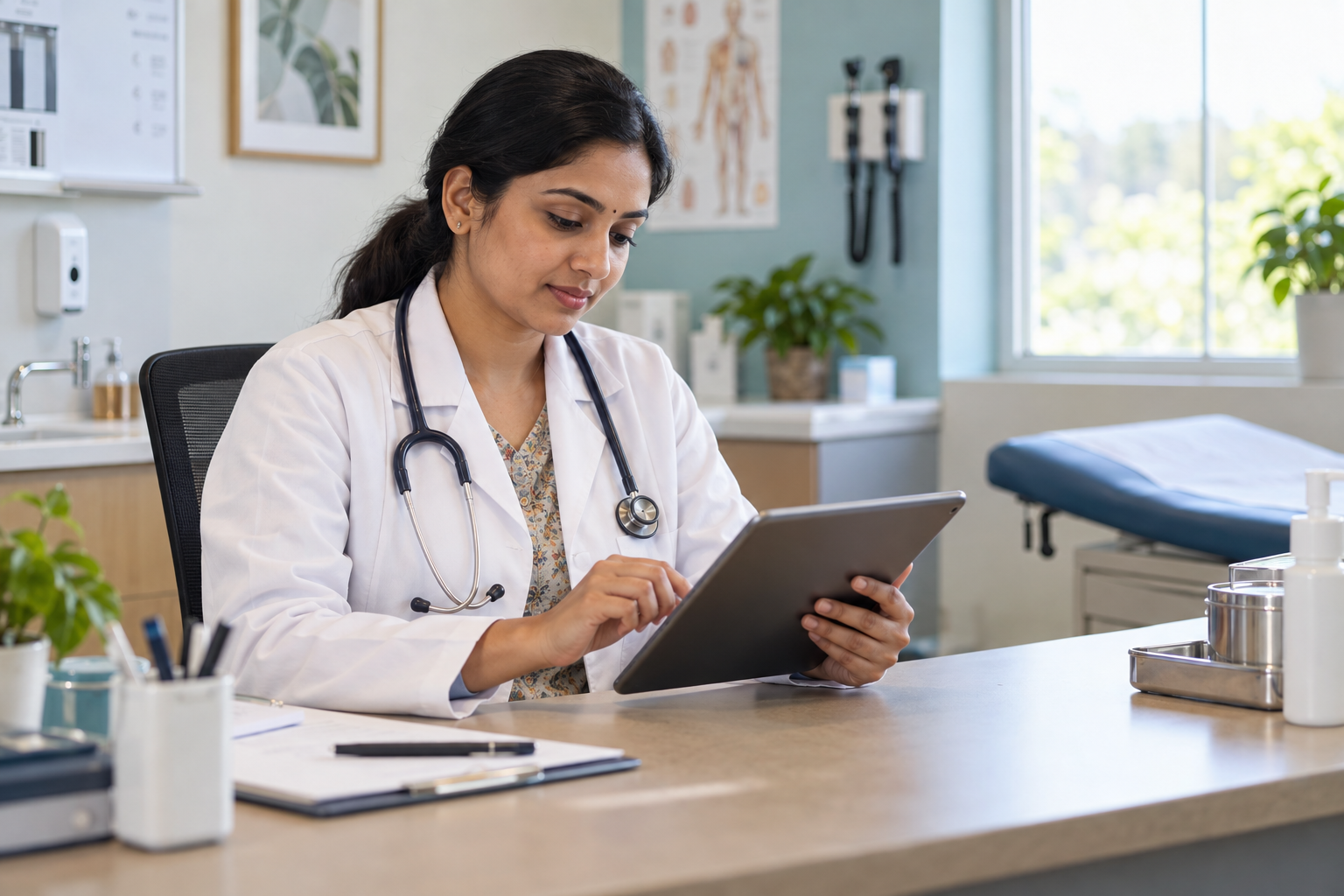 Doctor managing a professional healthcare profile