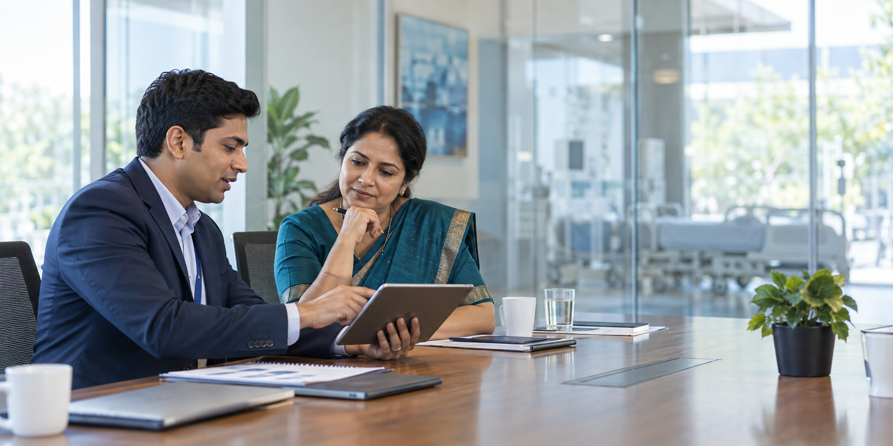 Relationship manager leading a healthcare provider onboarding meeting